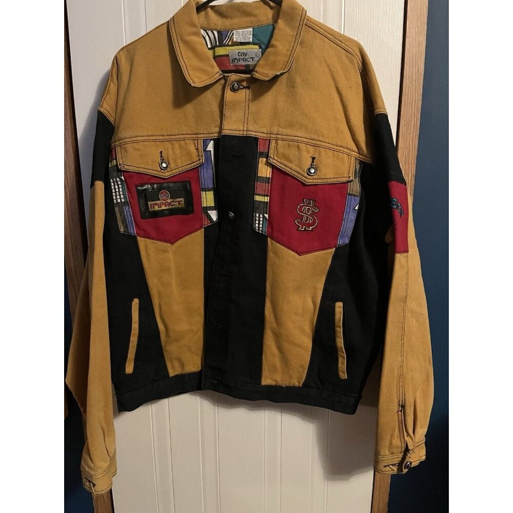 Vintage City Impact Mens JEAN JACKET  L SUPER RARE Y2K OR OLDER SEE ALL VERYCOOL